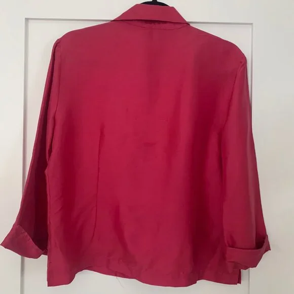 Vintage CLIO Silk Blouse Plum Berry Color Size 12 Elegant Work Shirt - Picture 2 of 15